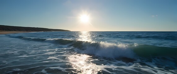 Wall Mural - Gentle rolling waves under a clear blue sky inviting moments of peace and calm as summer days blend with natures rhythms