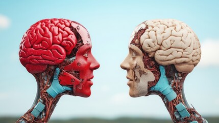 Poster - Artistic Representation of Human Anatomy Features with Contrasting Brain Designs