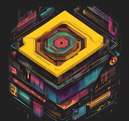 Fototapete - Illustration of abstract technology background.