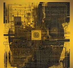 Fototapete - Illustration of abstract technology background.