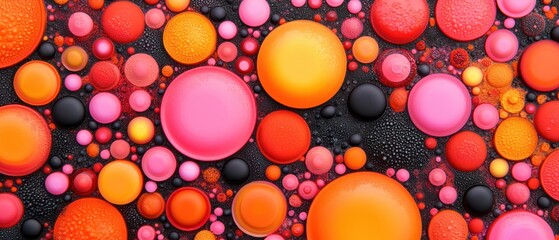 Aufkleber - Colorful Abstract Background with Vivid Circles and Textures on Dark Surface