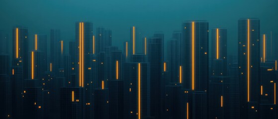 Aufkleber - Urban Cityscape at Night with Neon Lights and a Futuristic Atmosphere