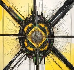 Fototapete - Illustration of abstract technology background.