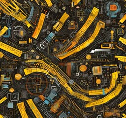 Fototapete - Illustration of abstract technology background.