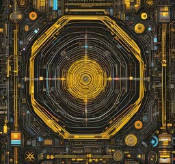 Fototapete - Illustration of abstract technology background.