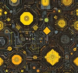 Fototapete - Illustration of abstract technology background.