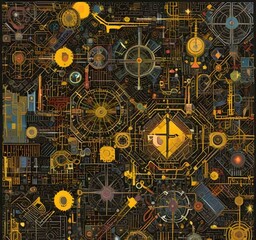 Fototapete - Illustration of abstract technology background.