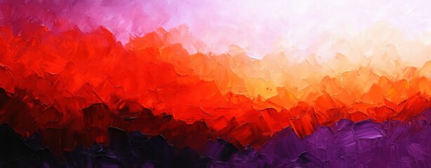 Poster - Vibrant Abstract Landscape with Red, Orange, Purple, and Light Shades in Brushstrokes