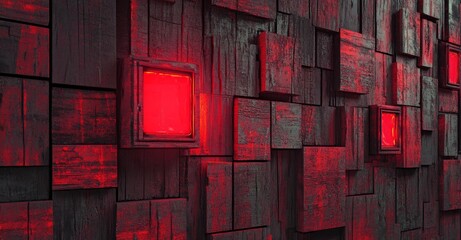 Fototapete - Orange and rectangular futuristic energy lines and stripes create a flying hi-tech magic scene on an abstract background