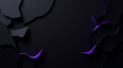 Poster - Abstract dark backdrop with flowing shapes and vibrant violet accents