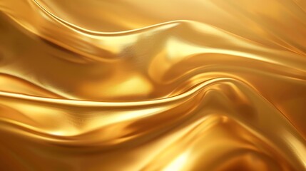 Wall Mural - golden fabric flowing in waves. shiny and soft, this luxurious fabric looks like liquid gold.