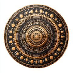 Poster - Ornate Circular Design with Intricate Patterns and Textures in Rich Black and Gold