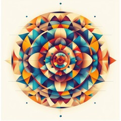 Aufkleber - colorful geometric mandala design with floral elements and intricate patterns