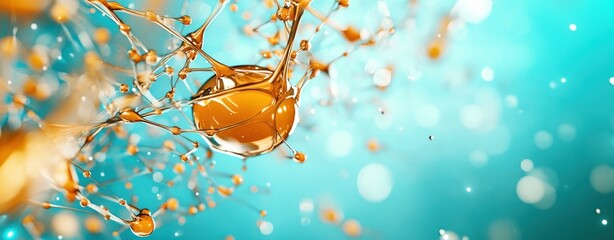 Aufkleber - Abstract close-up of liquid droplets splashing in vibrant colors on blurred background