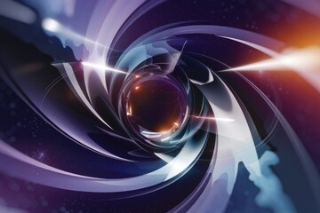 Wall Mural - Abstract swirling vortex with glowing center, cosmic background, dynamic energy.