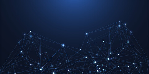 Leinwandbilder - Global network connection concept. Big data visualization. Social network communication in the global computer networks. Internet technology. Business. Science. Vector illustration