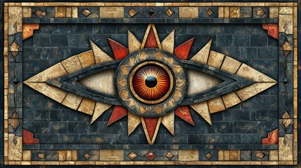 Poster - Ornate Egyptian-style eye design, mosaic wall art, decorative background