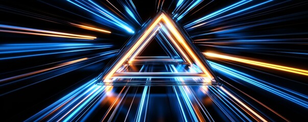 Poster - 3D illustration  Cyber crypto security framed by an abstract concept of a sci-fi block triangle