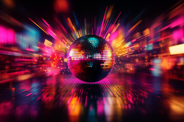 Aufkleber -  disco ball with lights in motion blur on a dark background