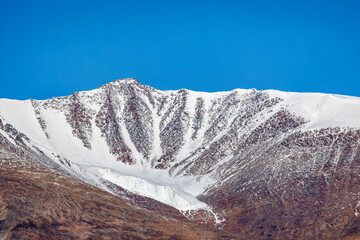 Wall Mural - hanging glacier in volcano caldera, dickson fjord, northeast greenland national park, arctic. colorf