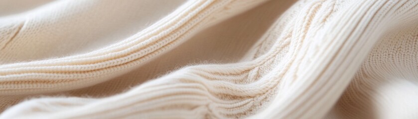 Poster - The soft beige knit fabric features a delicate cable pattern, gently draped to create natural folds that enhance its warm and inviting texture, perfect for cozy settings