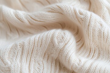 Poster - A soft beige knit fabric showcases a delicate cable pattern, gently draping to form natural folds that add warmth and inviting depth to any space