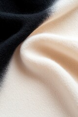 Poster - Soft-focus beige wool transitions smoothly into deep black, creating a refined gradient that emphasizes a contemporary textile design, ideal for fashion-forward applications