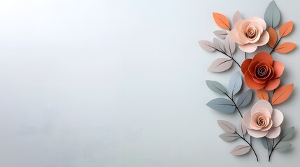Poster - Minimalist and Geometric Garland Arrangement Featuring Elegant Rose Flower Shapes in a Clean Modern Layout with Soft High Key Lighting and Scandinavian Inspired Botanical Composition
