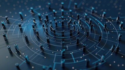 Poster - Abstract digital network visualization; interconnected nodes forming a complex system.