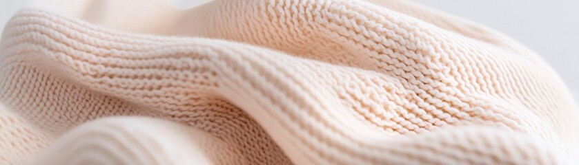 Poster - Textured beige fabric showcases a structured geometric knit pattern, enhanced by ultra-sharp lighting that emphasizes its depth and the striking interplay of shadows, creating visual interest