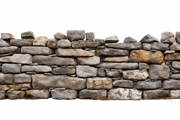 Poster - ancient stone wall isolated on white background perfect for historical or nature-themed projects and