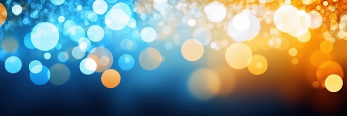 Poster - Blue and Yellow Circular Bokeh Lights Background Ideal for Creating a Cheerful Atmosphere in Various Design Projects