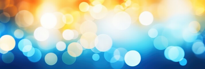 Poster - Soft Blue and Yellow Circular Bokeh Background with Gentle Light Blurs for Creative Projects, Wall Decor, and Digital Use