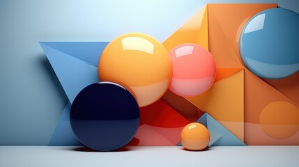Poster - Abstract Minimalism with Geometric Shapes and Colorful Elements in a Contemporary Art Style for Modern Design Applications
