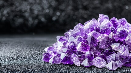 Wall Mural - A pile of purple crystals sitting on top of a table