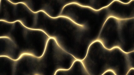 Poster - Golden strands weaving through a dark, undulating field of miniature dots