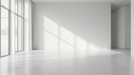 Poster - White empty studio room interior design white walls and corner tiled white empty floor background luxury empty interior for product desplay