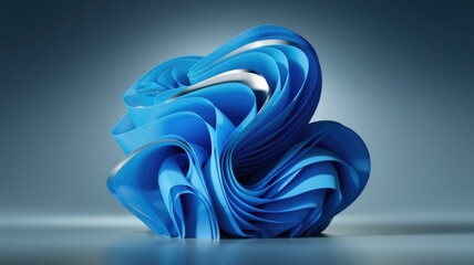 Poster - Abstract 3D render of a blue, flowing, layered sculpture with metallic accents.