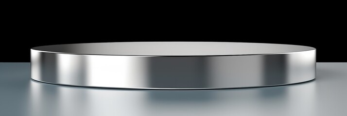 Poster - Sleek Modern Steel Podium for Product Display on a Minimalist Background with Elegant Reflections and Clean Lines