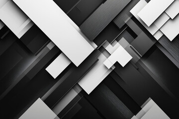 Poster - black and white image of squares and rectangles. The image is abstract and has a modern feel to it