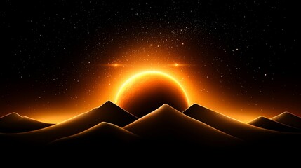 Canvas Print - An orange sun in the middle of a desert landscape