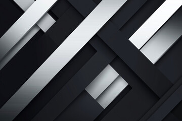 Poster - black and white image with silver lines and squares. The image has a modern and sleek feel to it