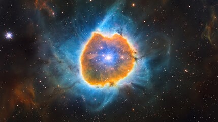 Poster - Celestial Bloom, A Glimpse into the Cosmos with Stellar Brilliance