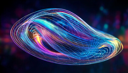 Poster - abstract vibrant wave of glowing lines and grid, perfect for tech, science, or music visuals. ideal 