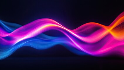 Wall Mural - Abstract Neon Waves on Dark Background