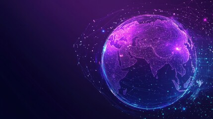 Poster - isometric global digital technology landing page. big data, cloud information storage, global transf