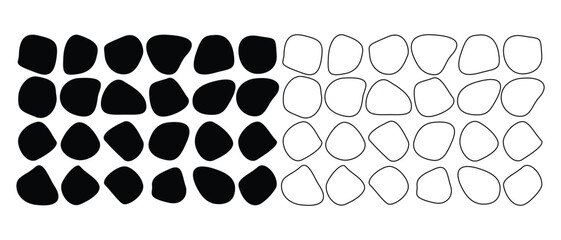 Poster - Blob vector set. Blob vector set fill and stroke symbol isolated on white background. Modern geometric vector graphic design. Simple black silhouette flat icon.