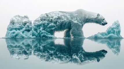 arctic polar bear ice melting reflection