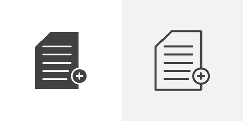 Poster - Add document icons vectors illustrations in black fill and liner versions