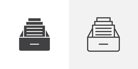 Poster - Archive icons vectors illustrations in black fill and liner versions